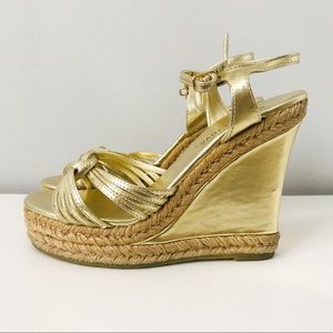 🆑 Gold Wedge Espadrille Sandals